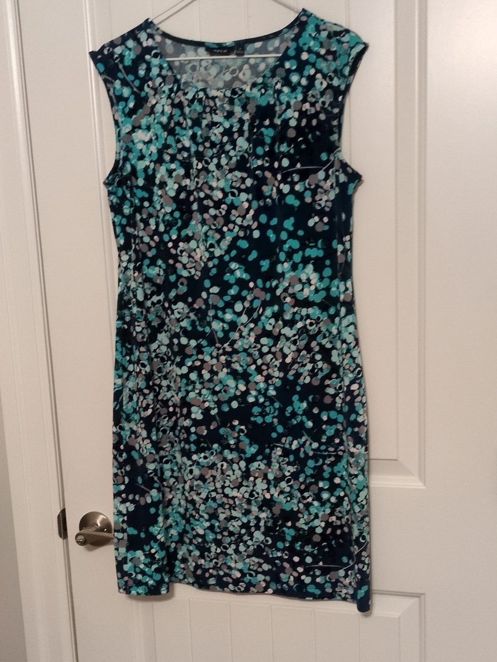 Apt. 9 Navy, Teal & Aqua Printed Sleeveless Midi Dress
